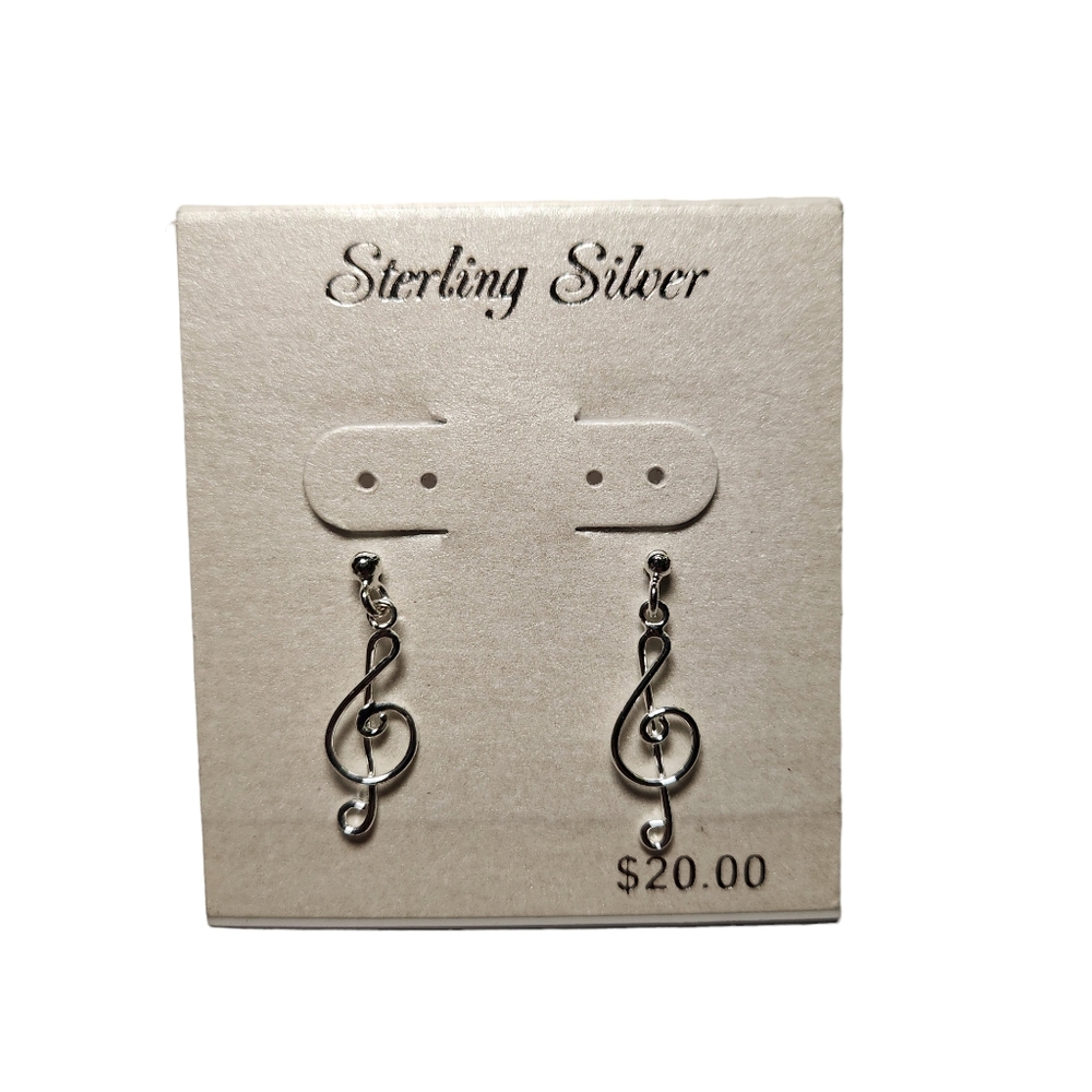 925 Sterling Silver Earrings-Music Note Charm
